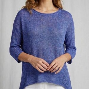 Simons Periwinkle Blue Lightweight Knit Top Summer Sweater Sz Medium High-Low